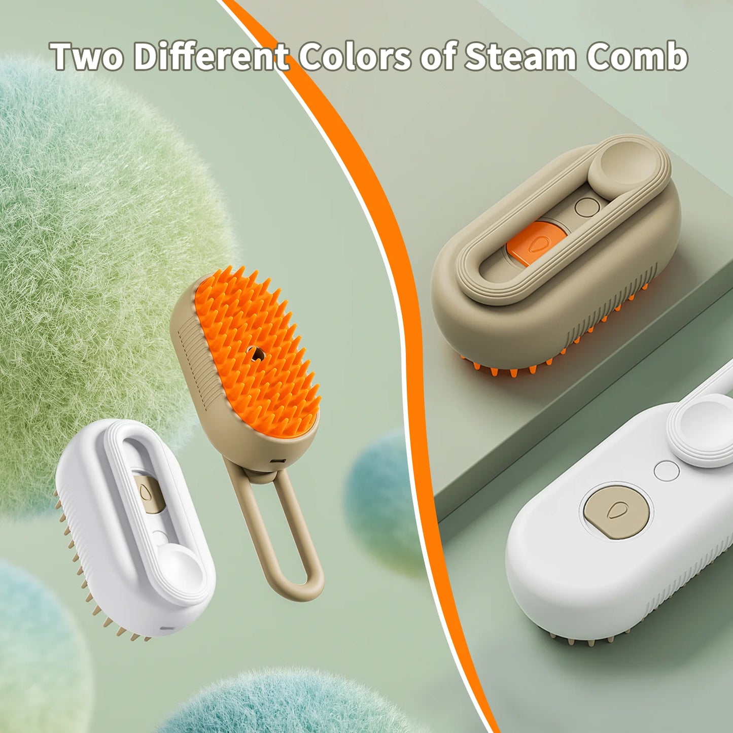 3-In-1 Self-Cleaning Steam Grooming Brush for Removes Loose Undercoat for Long Short Haired